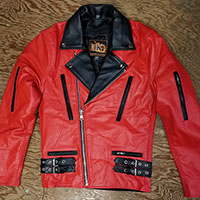 British Style 2 Tone Leather Biker Jacket- RED/BLACK