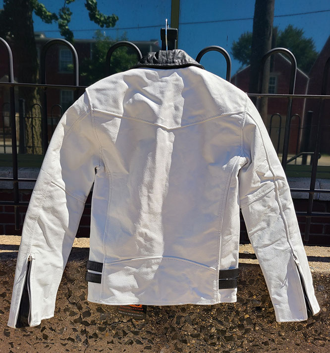 British Style 2 Tone Leather Biker Jacket- WHITE/BLACK