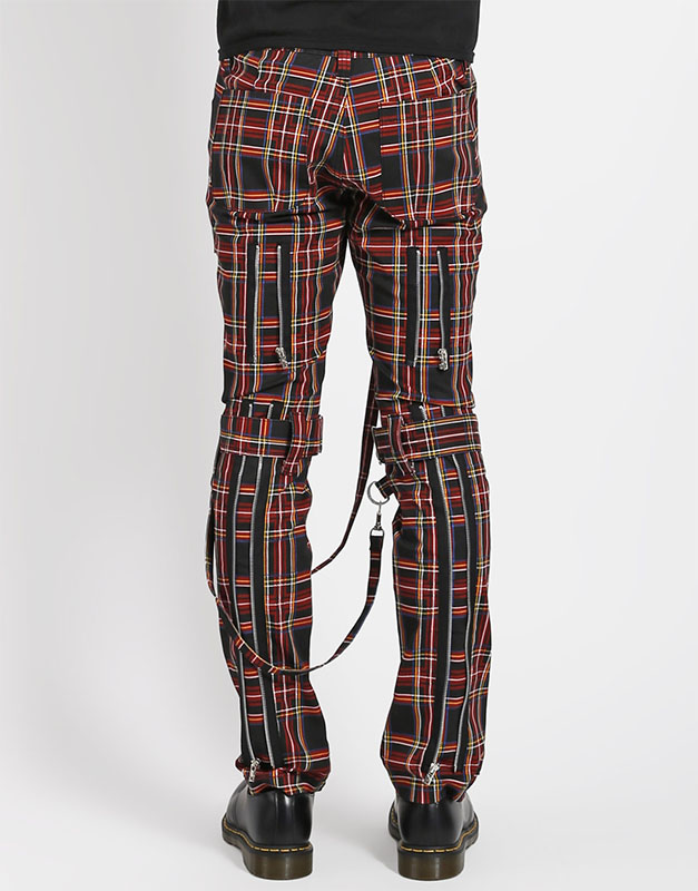 orange and black plaid pants