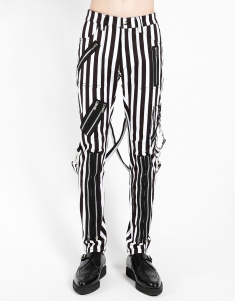 Classic Bondage Pants w Straps by Tripp NYC - Black & White Stripe -