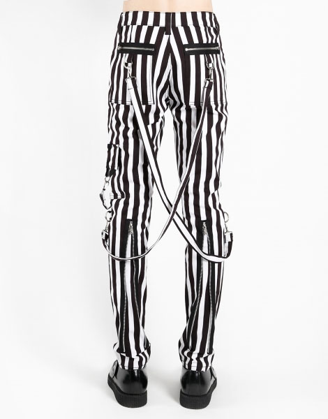 Classic Bondage Pants w Straps by Tripp NYC - Black & White Stripe