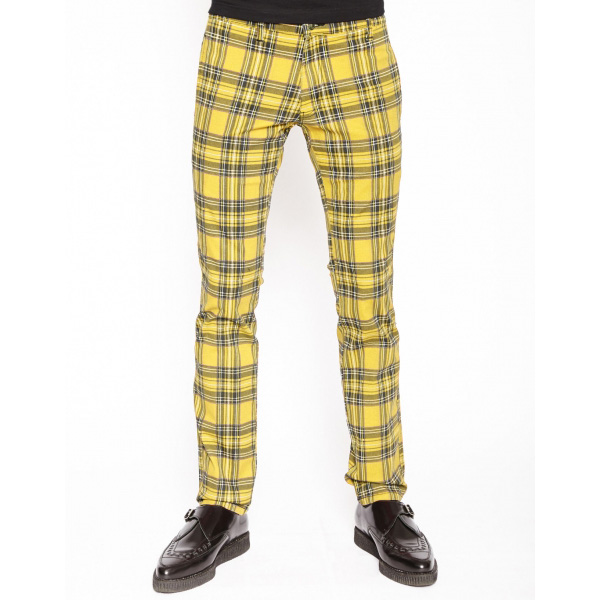 yellow plaid pants for men