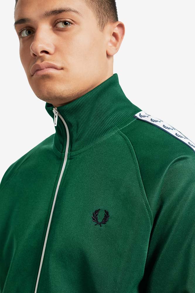 fred perry taped track jacket green