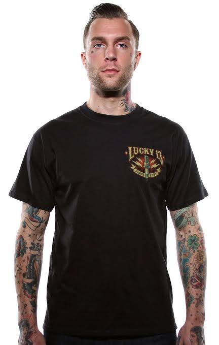 Amped Spark Plug design on a black shirt by Lucky 13 Clothing - SALE sz 3X only