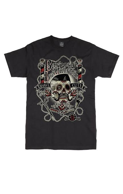 Barberia Los Muertos design on a black shirt by Lucky 13 Clothing ...