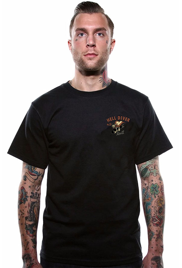 Hell Diver on a black shirt by Lucky 13 Clothing