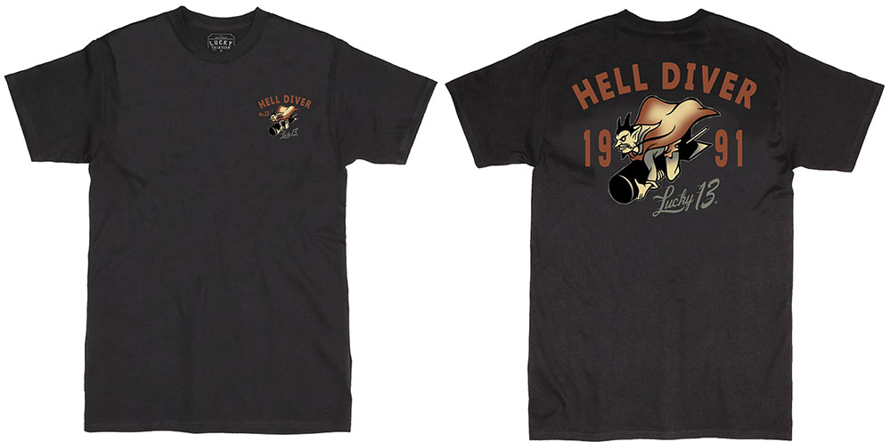 Hell Diver on a black shirt by Lucky 13 Clothing