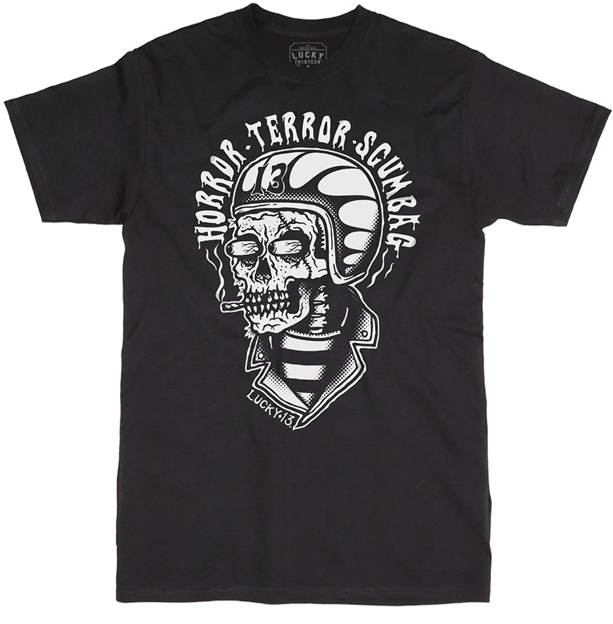Scumbag on a black shirt by Lucky 13 Clothing
