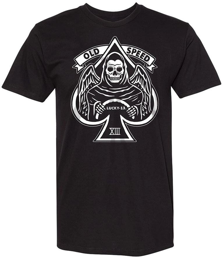 Speed Reaper Slim Fit on a black shirt by Lucky 13 Clothing
