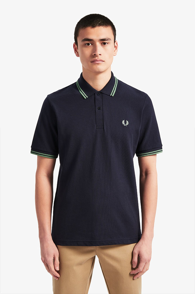 Fred Perry Laurel Collection Twin Tipped Polo Shirt- Navy / Pistachio ...