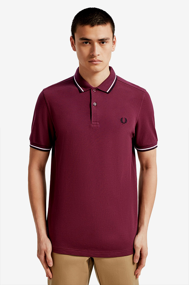 Fred Perry Polo Shirt- Mahogany / White / Black (Sale price!)
