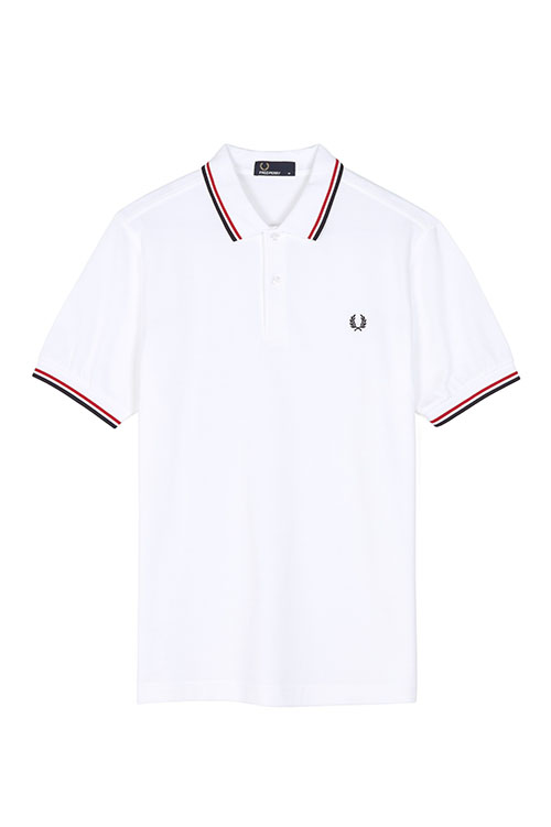Fred Perry Polo Shirt- White / Bright Red / Navy