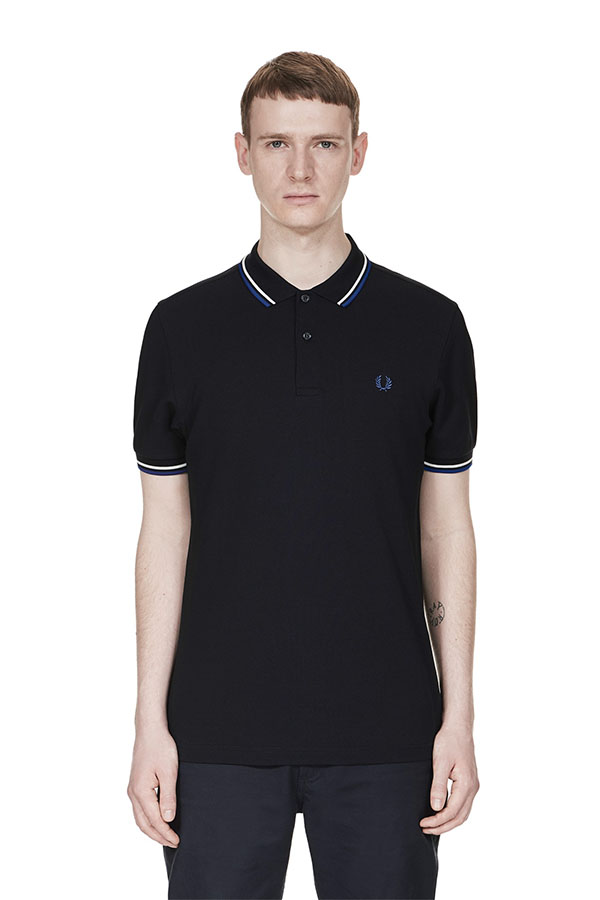 Fred Perry Polo Shirt- Navy / Snow White / Pacific