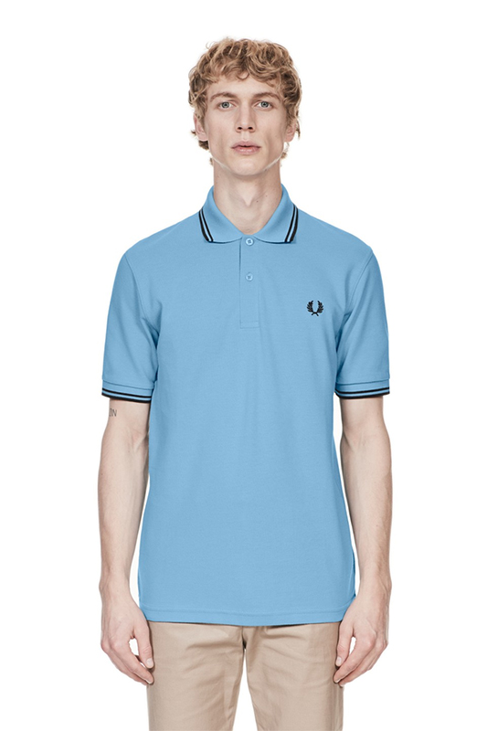 Fred Perry Polo Shirt- Sky Blue/Black - SALE sz M only