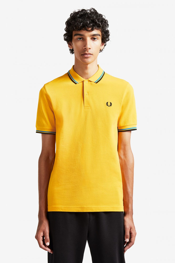Fred Perry Polo Shirt- Modern Yellow / Modern Blue / Black (Sale price!)