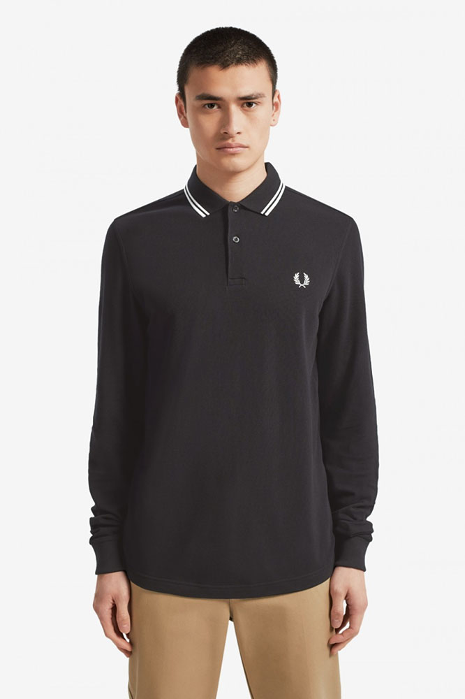 fred perry black long sleeve polo