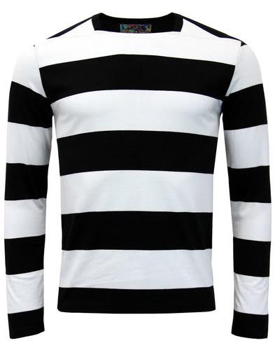 Ally Pally Mod Long Sleeve Shirt by Madcap England - in black & white stripes - sz 44 only