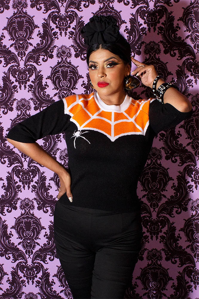 Orange You Spooky Web Sweater by The Oblong Box Shop 