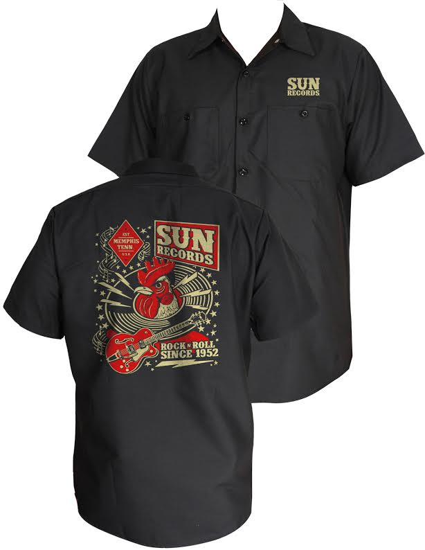 Sun Records- Hop Workshop Rooster Head short sleeve Work Shirt by Steady Clothing - SALE S only