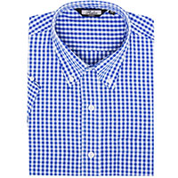 Gingham Short Sleeve Vintage Button Up By Relco London- Blue Gingham