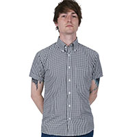 Gingham Short Sleeve Vintage Button Up By Relco London- Black Gingham