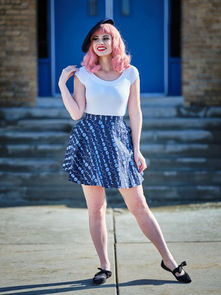 Let's Phase It Moon Print Skater Skirt by Retrolicious - SALE