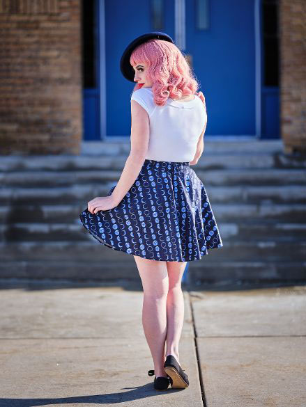 Let's Phase It Moon Print Skater Skirt by Retrolicious - SALE