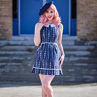 Let's Phase It Collar Moon Print Dress by Retrolicious 