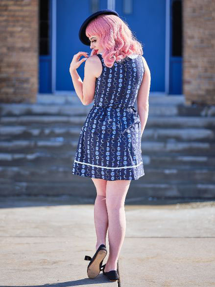 Let's Phase It Collar Moon Print Dress by Retrolicious - SALE