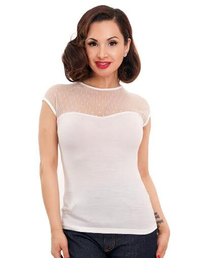 Miss Fancy Mesh Dot Top by Steady -in Ivory - SALE