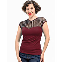 Brandy Mesh Dot Top by Steady in Burgundy