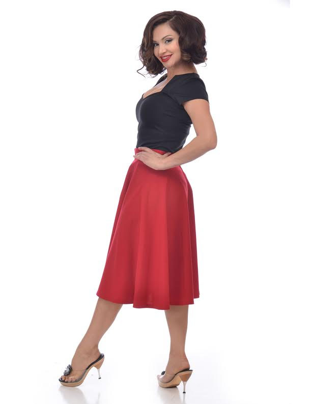 Thrills High Waisted Skirt By Steady Clothing - in Red - SALE