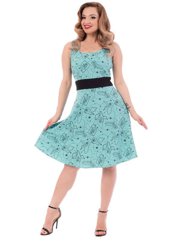 Pinup State Dress By Steady Clothing - in Aqua - SALE