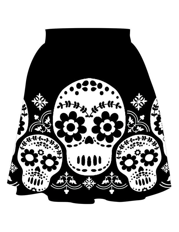 Dia De Los Muertos Skirt By Steady Clothing - SALE sz S & 1x only