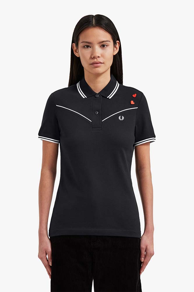 Amy Winehouse Girls Black Polo Shirt With Hearts by Fred Perry (Sale ...