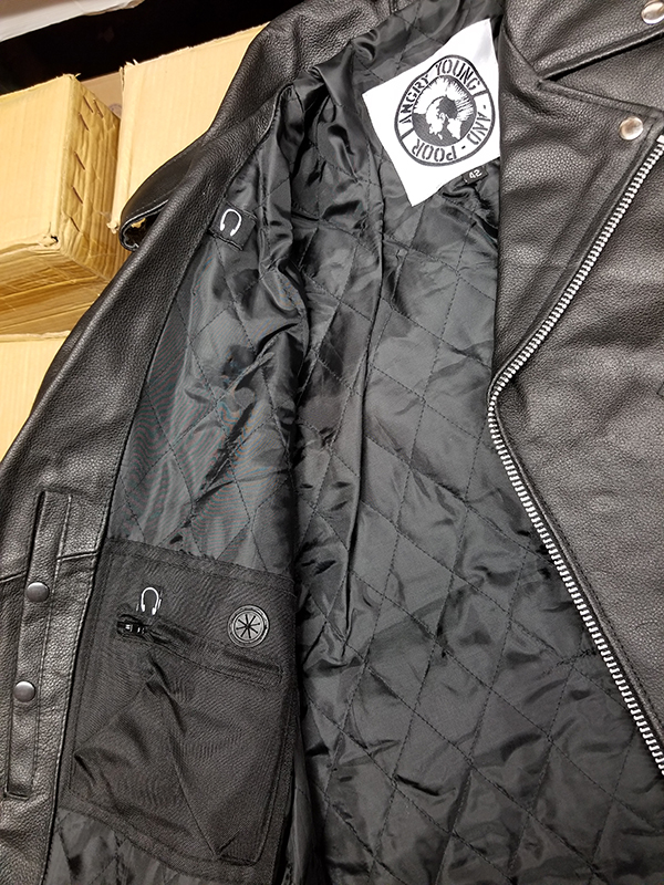 AYP Branded Motorcycle Jacket- BLACK leather - SALE sz 36 only