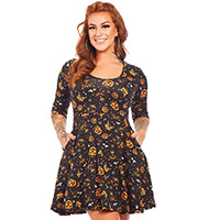 Classic Halloween Skater Dress in BLACK by Sourpuss - SALE sz XS only
