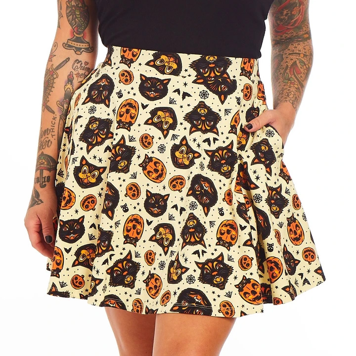 H&M Cream Black Polka Dot Skater Skirt Size Small | eBay