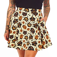 Classic Halloween Skater Skirt in CREAM by Sourpuss - SALE