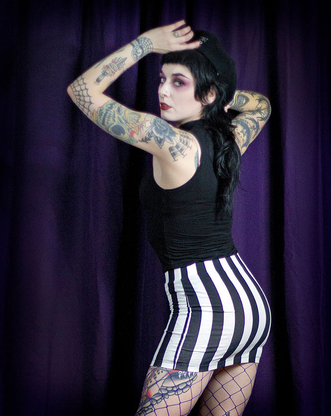 Black & White Striped Mini Skirt by Sourpuss 
