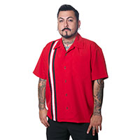 Red Piston Racer Button Up Shirt by Steady Clothing - SALE sz M only