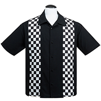 Checkered Mini Panel  Bowling Shirt by Steady Clothing