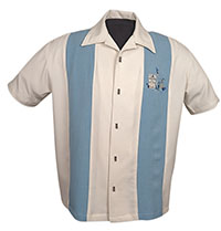 The Mickey Bowling Shirt by Steady Clothing - Cream/Aqua