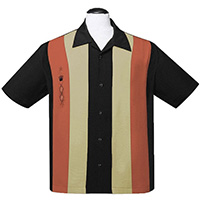 The Kingston Bowling Shirt by Steady Clothing - Black/Moss/Rust -SALE 4X only