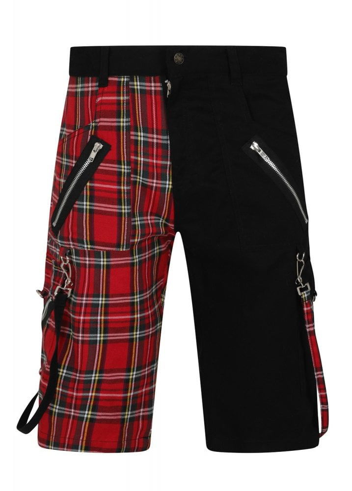 Tripp Nyc Split Leg Plaid Bondage Pant Black/Red / 30