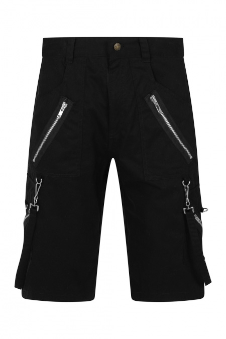 Black Cotton Bondage Mercury Shorts by Banned Apparel 