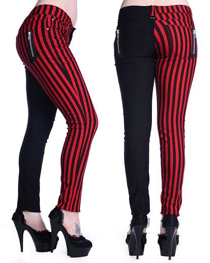 red and black striped pants womens
