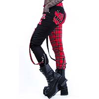 Jetsetter Split Leg Trousers - Tartan/ Black Girls Bondage Pants by Banned Apparel 