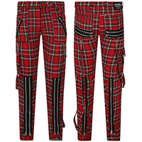 Avengence Red Plaid Cotton Blend Bondage Pants by Banned Apparel 