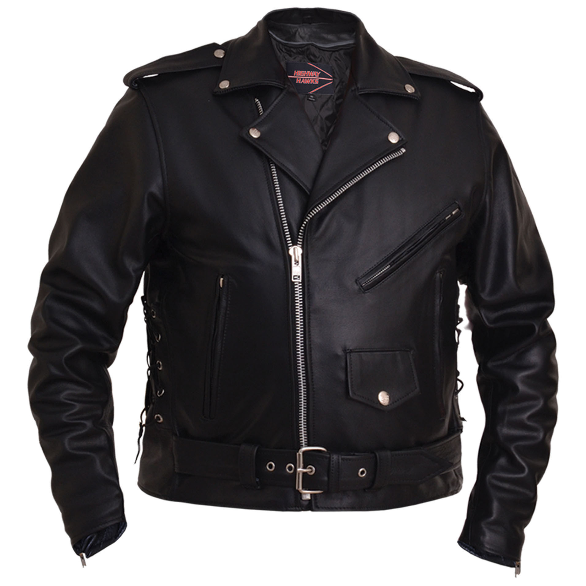 Classic Side Lace Motorcycle Jacket by Highway Hawks (Unik Leather)
